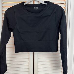 Aerie Offline Black Long-Sleeve Cropped Top - Women